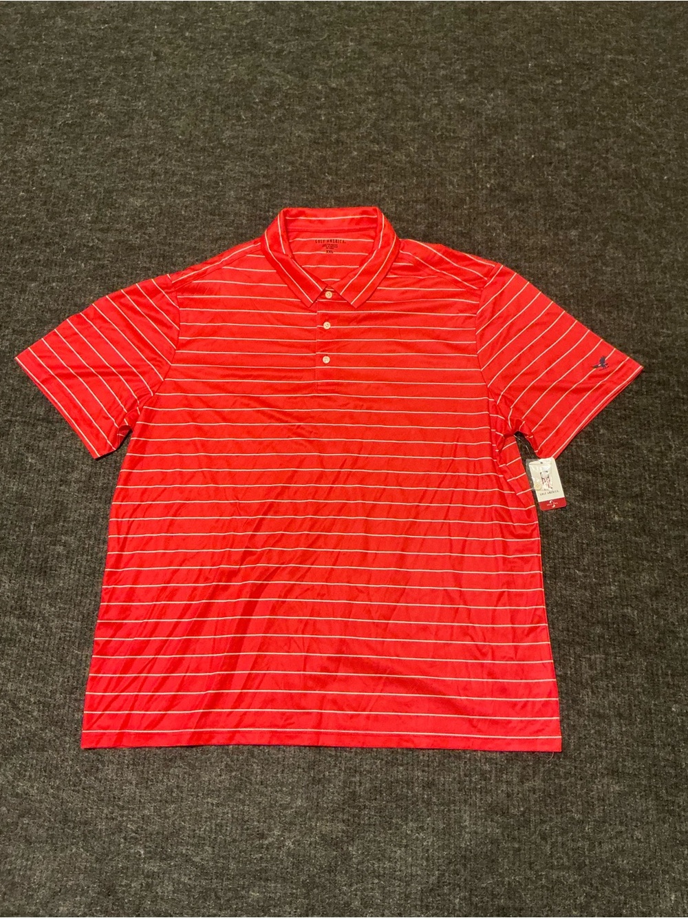Men's Red Striped Performance Polo